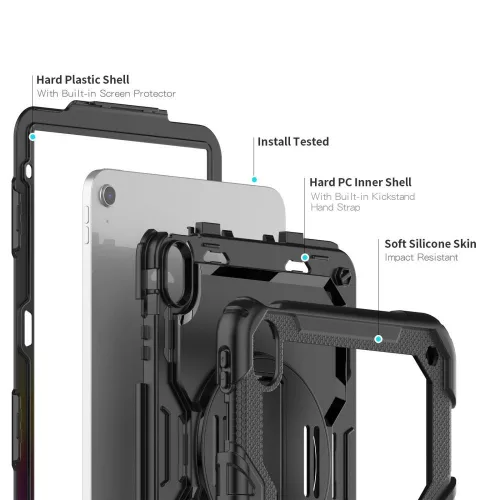 Apple iPad 10.9 (2022) ütésálló tablet tok 360 fokos védelemmel, 4H kijelzővédő üveggel - Tech-Protect Solid 360 - fekete (ECO csomagolás)