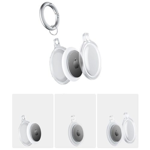 Szilikon védőtok és rögzítő kulcstartó Apple AirTag nyomkövetőhöz - FlexAir -   kék (ECO csomagolás)