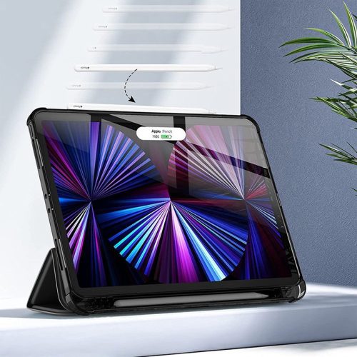 Apple iPad Pro 12.9 (2020/2021/2022) tablet tok (Smart Case) on/off funkcióval, Apple Pencil tartóval - Tech-Protect Hybrid - black (ECO csomagolás)