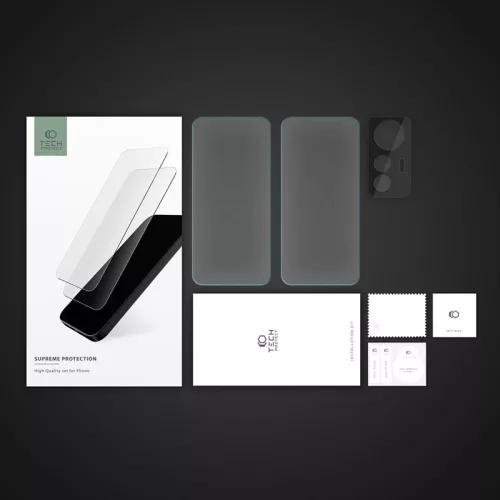Xiaomi 12T edzett üveg képernyővédő fólia + hátsó kameravédő borító szett -     Tech-Protect Supreme - átlátszó