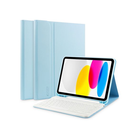Apple iPad 10.9 (2022)  tablet tok (Smart Case) on/off funkcióval, Apple Pencil tartóval, billentyűzettel - Tech-Protect - blue (ECO csomagolás)
