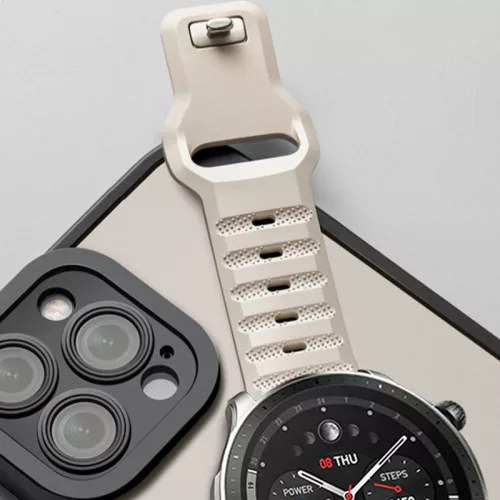 Samsung Galaxy Watch 4 / 5 / 5 Pro / 6 szilikon 20 mm-es sport szíj -           Tech-Protect IconBand Line Watch Band - 40/42/43/44/45/46/47 mm - army sand