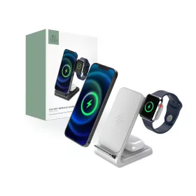   Tech-Protect Qi univerzális vezeték nélküli töltő állomás - 15W - Tech-Protect  A20 3in1 Wireless Charger for Phone + Watch + Earphone - fehér