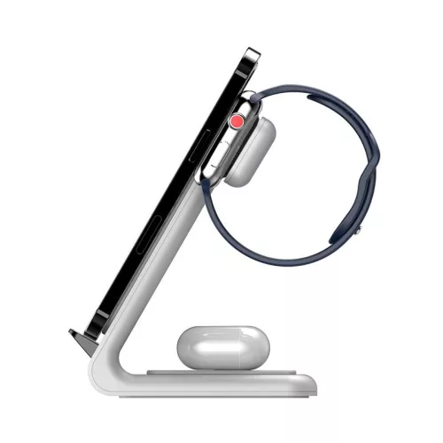 Tech-Protect Qi univerzális vezeték nélküli töltő állomás - 15W - Tech-Protect  A20 3in1 Wireless Charger for Phone + Watch + Earphone - fehér