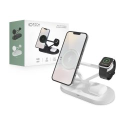   Tech-Protect Qi univerzális vezeték nélküli töltő állomás - 15W - Tech-Protect  A13 3in1 Wireless Charger for Phone + Watch + Earphone - fehér