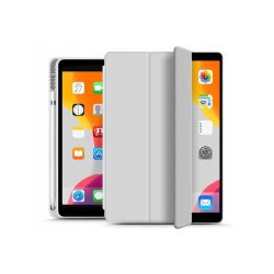   Apple iPad 10.2 (2019/2020/2021) tablet tok (Smart Case) on/off funkcióval,     Apple Pencil tartóval - Tech-Protect - szürke (ECO csomagolás)