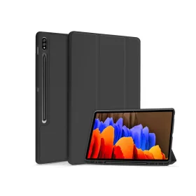   Samsung T730/T736B Galaxy Tab S7 FE 5G 12.4 tablet tok (Smart Case) on/off      funkcióval, Pencil tartóval - Tech-Protect - black (ECO csomagolás)