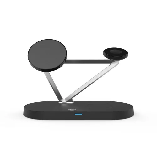 Tech-Protect Qi univerzális vezeték nélküli töltő állomás - 15W - Tech-Protect  A13 3in1 Wireless Charger for Phone + Watch + Earphone - fekete