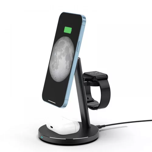 Tech-Protect Qi univerzális vezeték nélküli töltő állomás - Tech-Protect A9 3in1Wireless Charger for Phone + Watch + Earphone - fekete