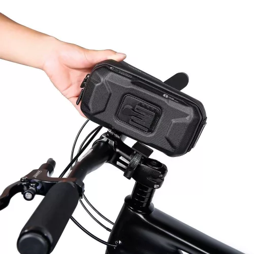 Univerzális kerékpárra szerelhető, por- és cseppálló telefontartó táska -       Tech-Protect XT3 Bike Mount - fekete