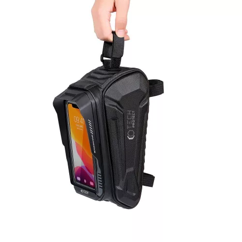 Univerzális kerékpárra szerelhető, por- és cseppálló telefontartó táska -       Tech-Protect XT5 Bike Mount - fekete