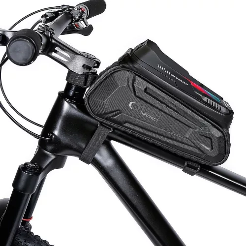 Univerzális kerékpárra szerelhető, por- és cseppálló telefontartó táska -       Tech-Protect XT5 Bike Mount - fekete