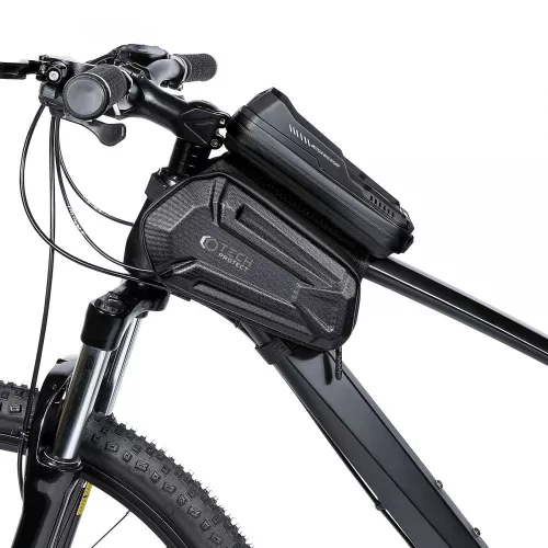 Univerzális kerékpárra szerelhető, por- és cseppálló telefontartó táska -       Tech-Protect XT6 Bike Mount - fekete