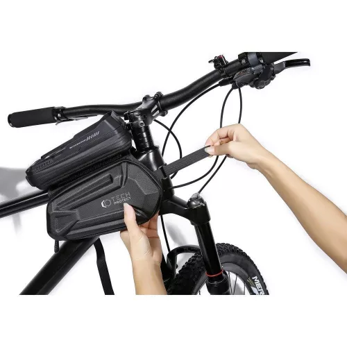 Univerzális kerékpárra szerelhető, por- és cseppálló telefontartó táska -       Tech-Protect XT6 Bike Mount - fekete