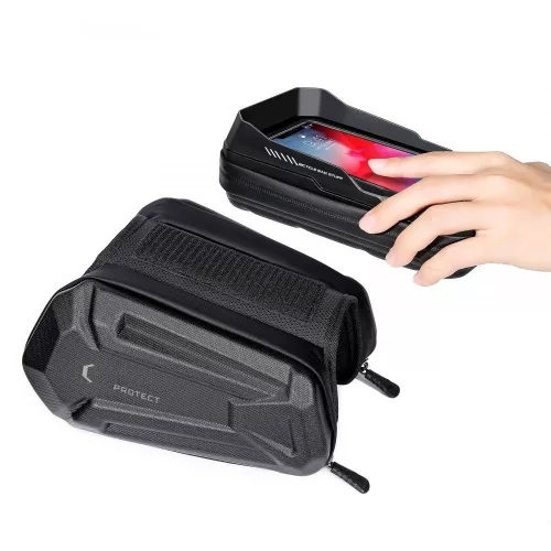 Univerzális kerékpárra szerelhető, por- és cseppálló telefontartó táska -       Tech-Protect XT6 Bike Mount - fekete