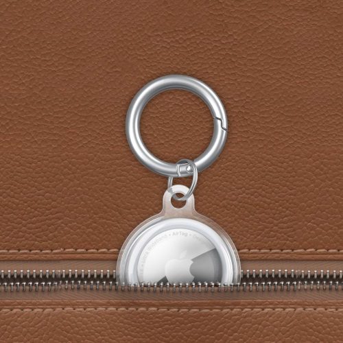 Szilikon védőtok és rögzítő kulcstartó Apple AirTag nyomkövetőhöz - átlátszó (  ECO csomagolás)