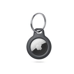   Szilikon védőtok és rögzítő kulcstartó Apple AirTag nyomkövetőhöz - Rough -     fekete (ECO csomagolás)
