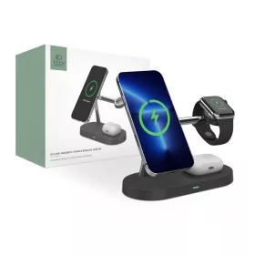   Tech-Protect Qi univerzális vezeték nélküli töltő állomás - 10W - Tech-Protect  A14 3in1 Wireless Charger for Phone + Watch + Earphone - fekete
