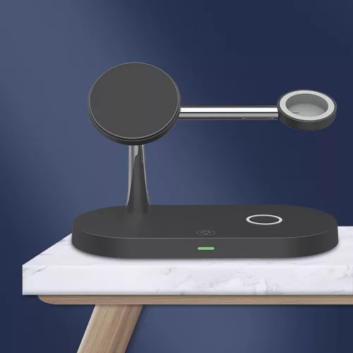 Tech-Protect Qi univerzális vezeték nélküli töltő állomás - 10W - Tech-Protect  A14 3in1 Wireless Charger for Phone + Watch + Earphone - fekete