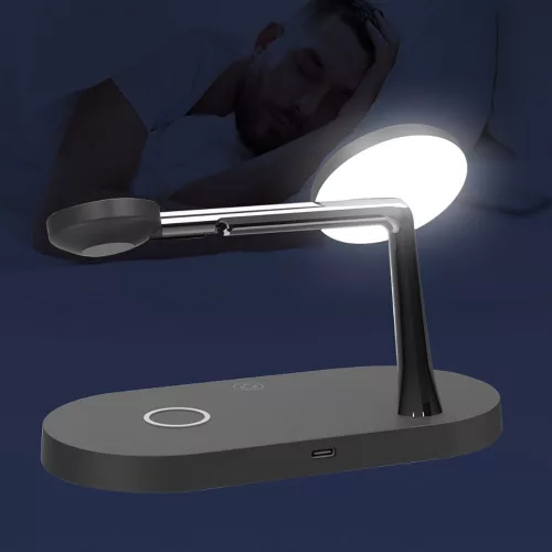 Tech-Protect Qi univerzális vezeték nélküli töltő állomás - 10W - Tech-Protect  A14 3in1 Wireless Charger for Phone + Watch + Earphone - fekete