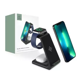  Tech-Protect Qi univerzális vezeték nélküli töltő állomás - Tech-Protect A8 3in1Wireless Charger for Phone + Watch + Earphone - fekete