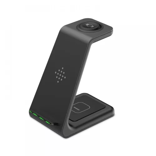 Tech-Protect Qi univerzális vezeték nélküli töltő állomás - Tech-Protect A7     3in1Wireless Charger for Phone + Samsung Galaxy Watch + Earphone - fekete