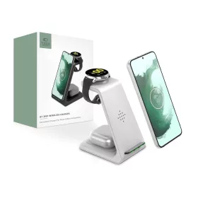   Tech-Protect Qi univerzális vezeték nélküli töltő állomás - Tech-Protect A7     3in1Wireless Charger for Phone + Samsung Galaxy Watch + Earphone - fehér