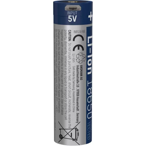 ANSMANN 18650 Li-ion 2600mAh védett akkumulátor USB töltéssel