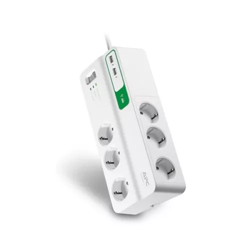 APC Essential túlfeszültség védett 6-os elosztó 2 USB töltő porttal