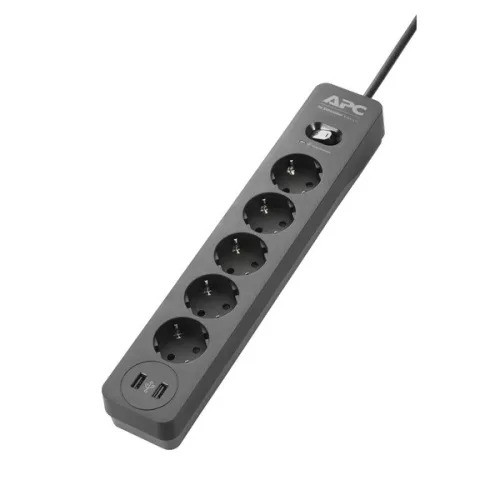 APC túlfeszültség védett elosztó 5 csatlakozóval, 2 USB porttal