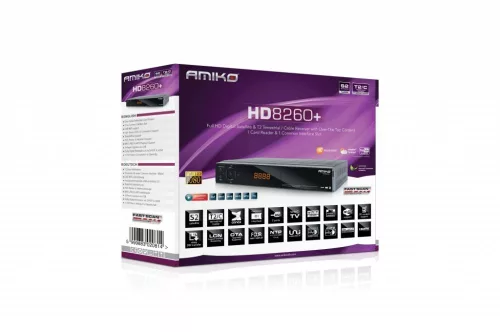 Amiko HD 8260+ műholdvevő és T2/C beltéri egység