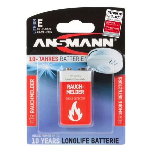 ANSMANN 9V lithium elem füstjelzőbe/szén-monoxid érzékelőbe