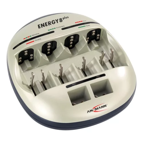 ANSMANN Energy 8 plus akkutöltő, 8 csatona, frissítő funkció, akkutesztelő, USB, csepptöltés
