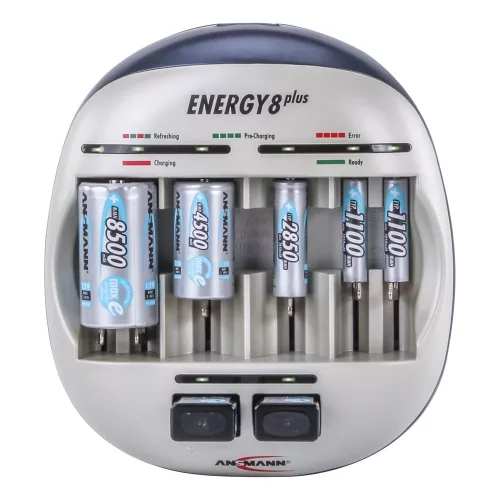 ANSMANN Energy 8 plus akkutöltő, 8 csatona, frissítő funkció, akkutesztelő, USB, csepptöltés