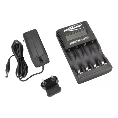 ANSMANN akkumulátortöltő 4x AA és AAA NiMH akkuhoz - cellafigyelés / csepptöltés / LCD / USB Powerline 4 light
