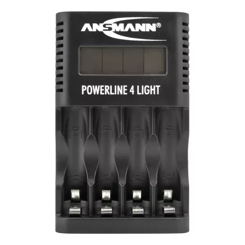 ANSMANN akkumulátortöltő 4x AA és AAA NiMH akkuhoz - cellafigyelés / csepptöltés / LCD / USB Powerline 4 light