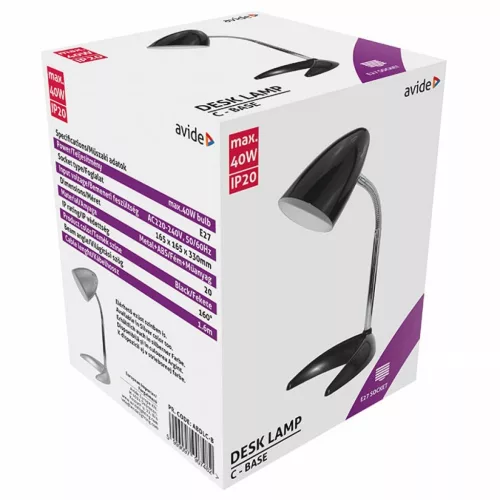 Avide Basic C talpú asztali lámpa + 4W LED - fekete
