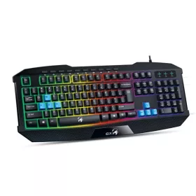   Genius Billentyűzet - Scorpion K215 (Vezetékes, USB, RGB, multimédiás, fekete)