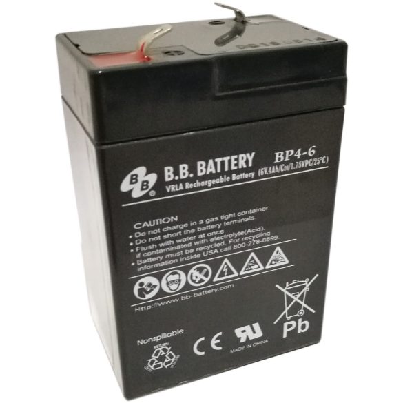 B.B. Battery BP4-6 6V 4Ah zselés akkumulátor