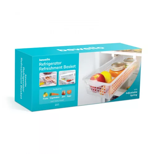 Bewello hűtőbe rakható frissentartó kosár - rugós - 41 x 16 x 9,5 cm (BW1013)