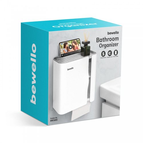 Bewello WC-papír tartó szekrény - fehér - 248 x 130 x 230 mm (BW3005)
