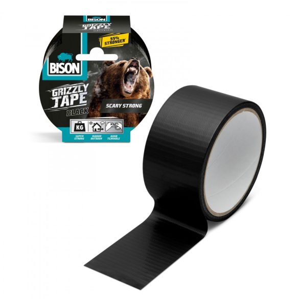 Bison BISON Grizzly szupererős szöveterősített ragasztószalag - fekete - 10 m (B14096)