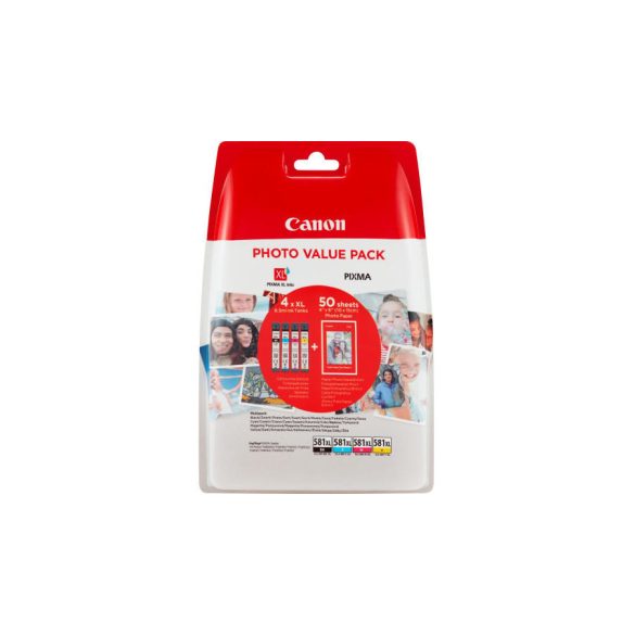 Canon CLI-581XL színes eredeti tintapatron multipack + fotópapír (2052C004)