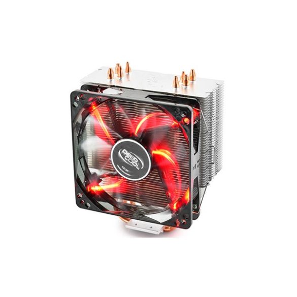 DeepCool CPU Cooler - GAMMAXX 400 RED (17,8-30dB; max. 126,30 m3/h; 4pin csatlakozó; 4 db heatpipe, 12cm, PWM, LED)