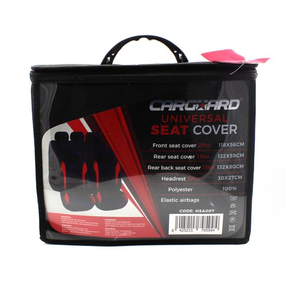 Carguard HSA007 9db-os autós üléshuzat szett - piros-fekete (55671RD)