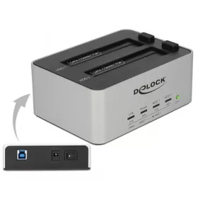   DELOCK Delock 63991 USB 3.0 Kettős fogadó állomás 2 db SATA HDD / SSD számára klón funkcióval fémvázban