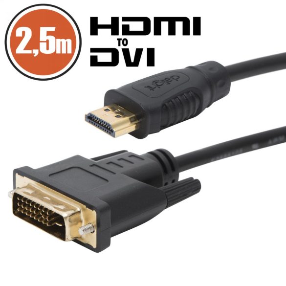 DVI -HDMI kábel aranyozott csatlakozóval - 2.5m (20387)