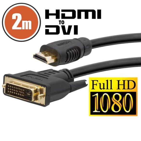 DVI -HDMI kábel aranyozott csatlakozóval - 2m (20380)