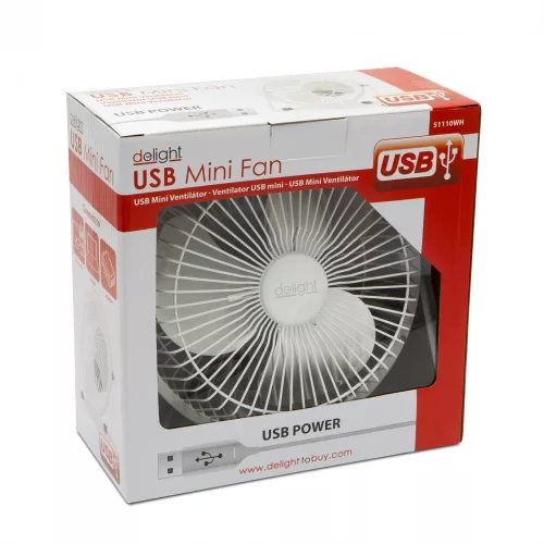 DeLight USB-s asztali mini 18 cm ventilátor - fehér (51110WH)