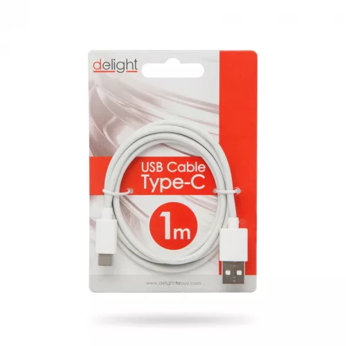 DeLight USB Type-C fehér adatkábel 1m (55550WH-1)